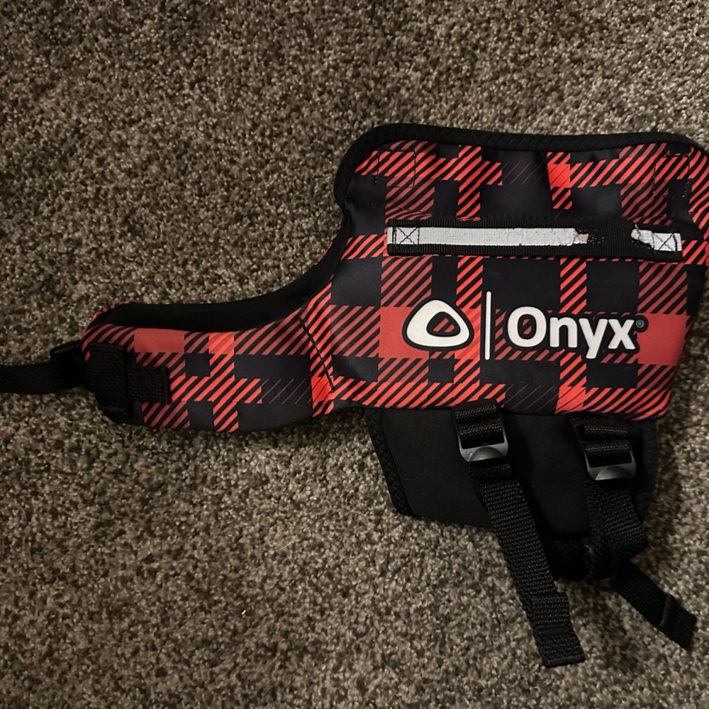 Onyx Checkered Red and Black Dog Life Jacket size Small